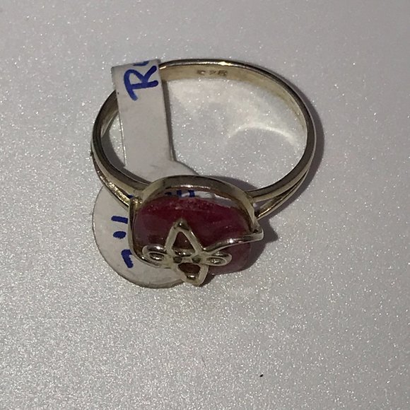 Sterling Silver Faceted Natural Ruby Ring Size, 7 1/2 - Picture 4 of 9